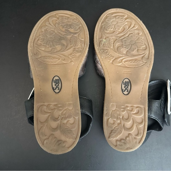 Sofft Women’s Size 8 M Bayo‎ Black Gray Leather Buckle Buckle Strap Sandals - Picture 9 of 10